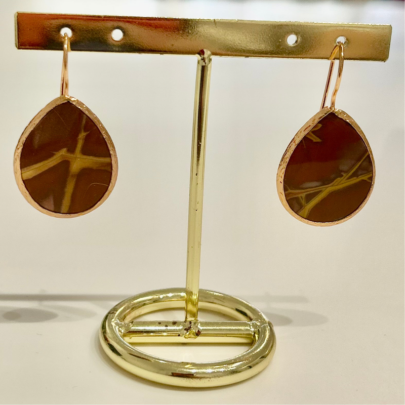 Red Jasper Drop Earrings - Rose Gold