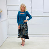 Teal Burst Ruffle Skirt