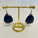 Lapis lazuli crystal teardrop silver earrings