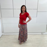 Red bamboo cross over sleeve top
