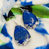 Lapis lazuli crystal teardrop silver earrings