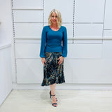 Gathered sleeve Top-Teal