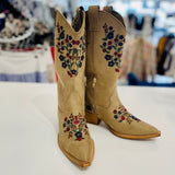 Arena Embroidered Tan Boots