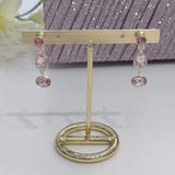 Pink Triple Drop Crystal Earrings