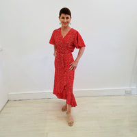 Red Daisy Wrap-Around Dress