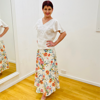 White Linen and Lace Short Sleeve Blouse