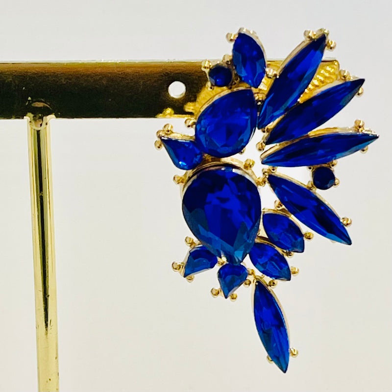 Cobalt Blue Butterfly Wing Crystal Earrings