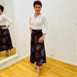 Red Earth Floral Flared Skirt