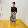 Animal Print 100% Linen Skirt with pocket full skirt with a ruffled hemline midi length flat waistband with centre back zipper True Reflections Clothing Gymea