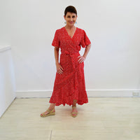 Red Daisy Wrap-Around Dress