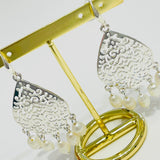 Silver Filagree Pearl Edged Earrings