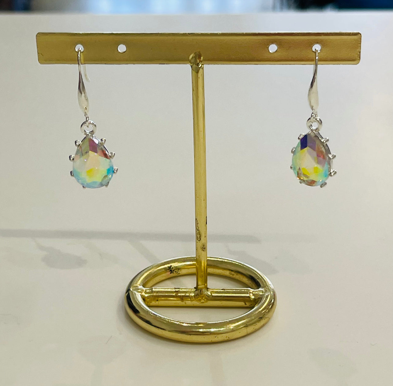 Rainbow Crystal Teardrop Earrings