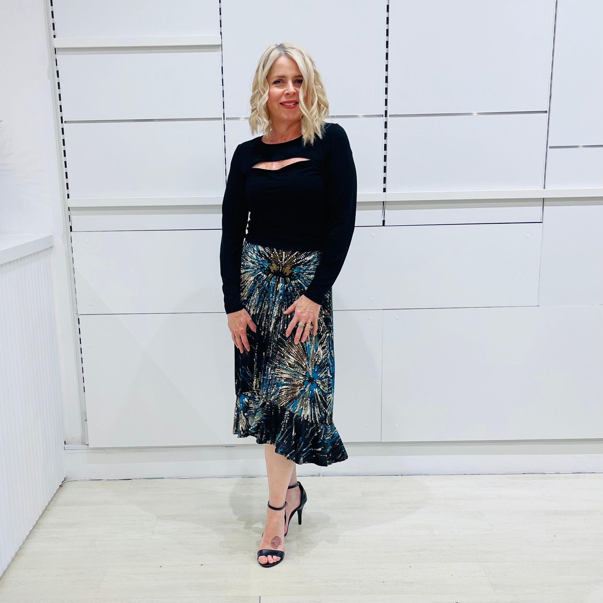Sabrina Split Top - Black