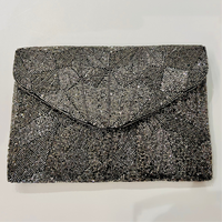 All-event-ready Charcoal Sparkly Beaded Clutch