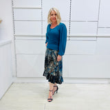 Teal Burst Ruffle Skirt