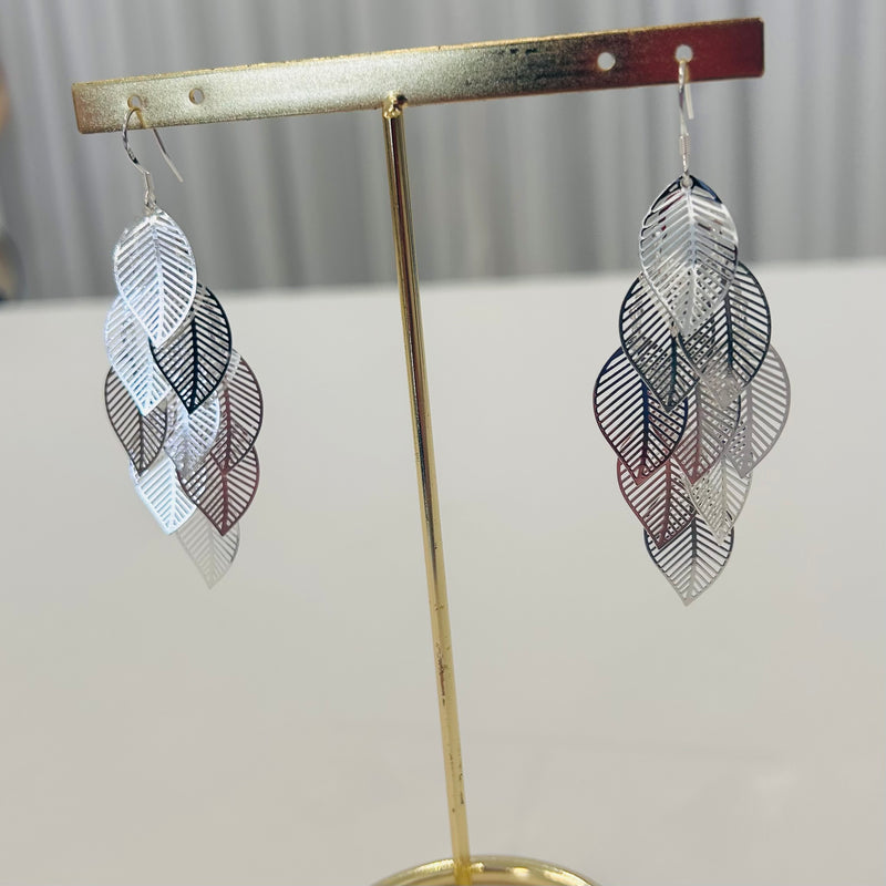 Silver Leaf Dangly Earrings