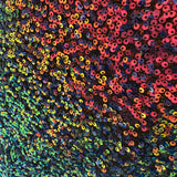 Multicolored sequin fabric with a close-up view