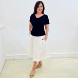 White Linen Fully Lined Aline Skirt