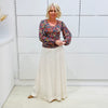 Long Cream Linen A-Line Skirt