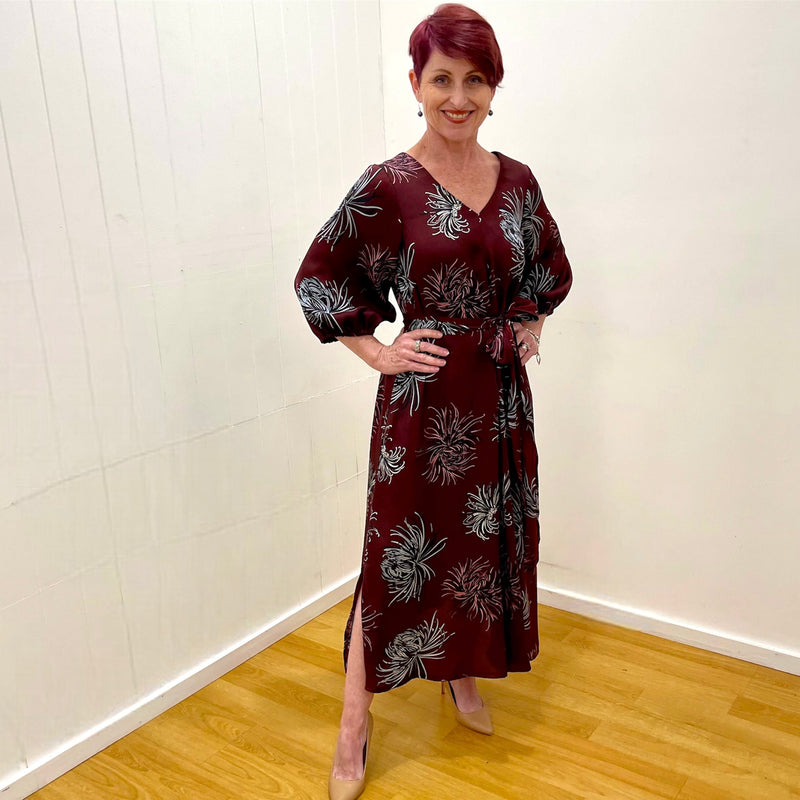 Red Earth Floral Shift Dress