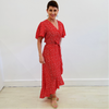 Red Daisy Wrap-Around Dress