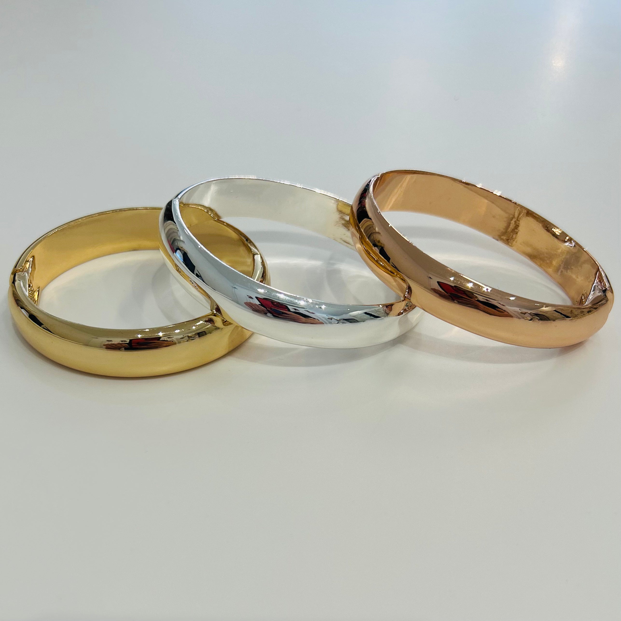 Bangles hinged Gold silver & rose gold