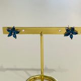 Blue Crystal Flower Earrings