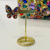 Multi coloured crystal Butterfly earrings