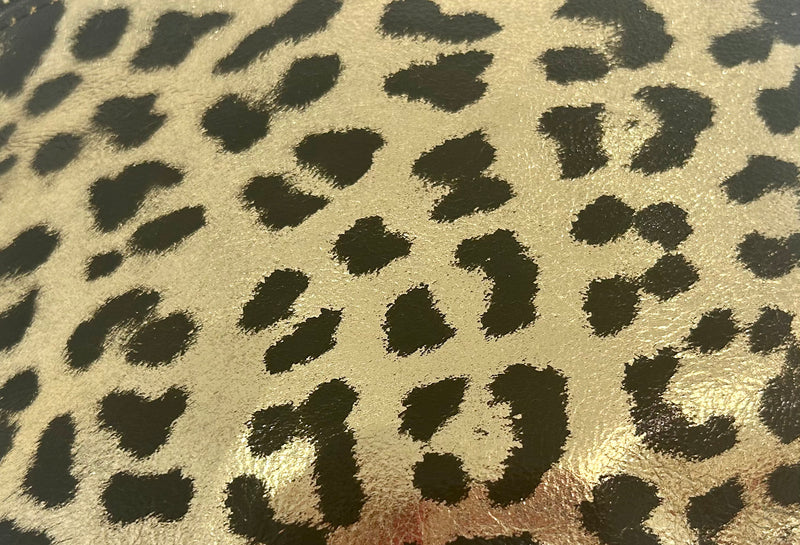 Genuine Italian Leather Gold Animal Print Handbag