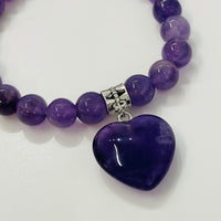 Amethyst Heart Crystal Bracelet