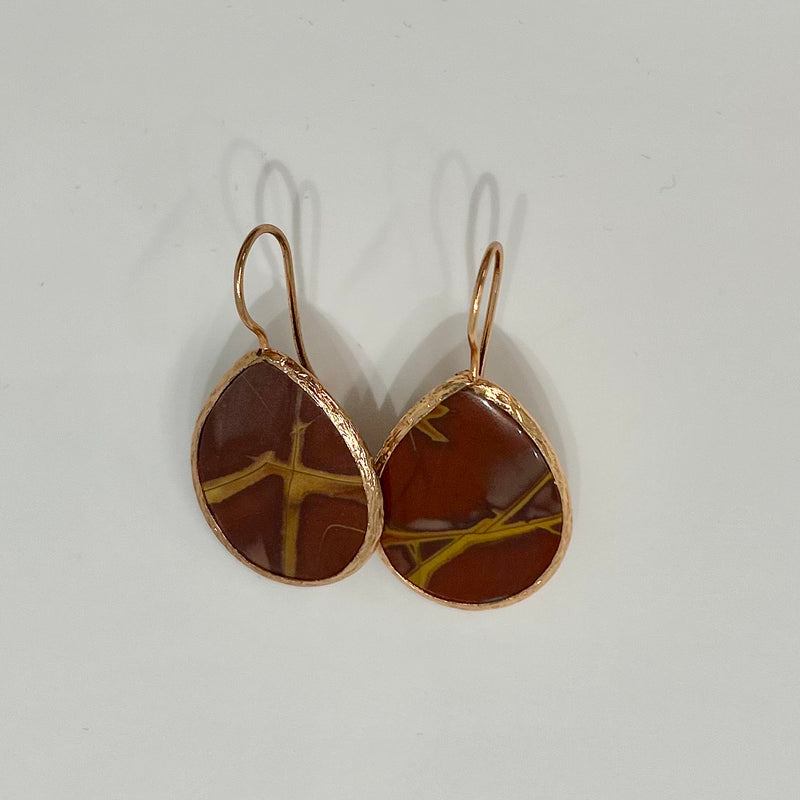 Red Jasper Drop Earrings - Rose Gold