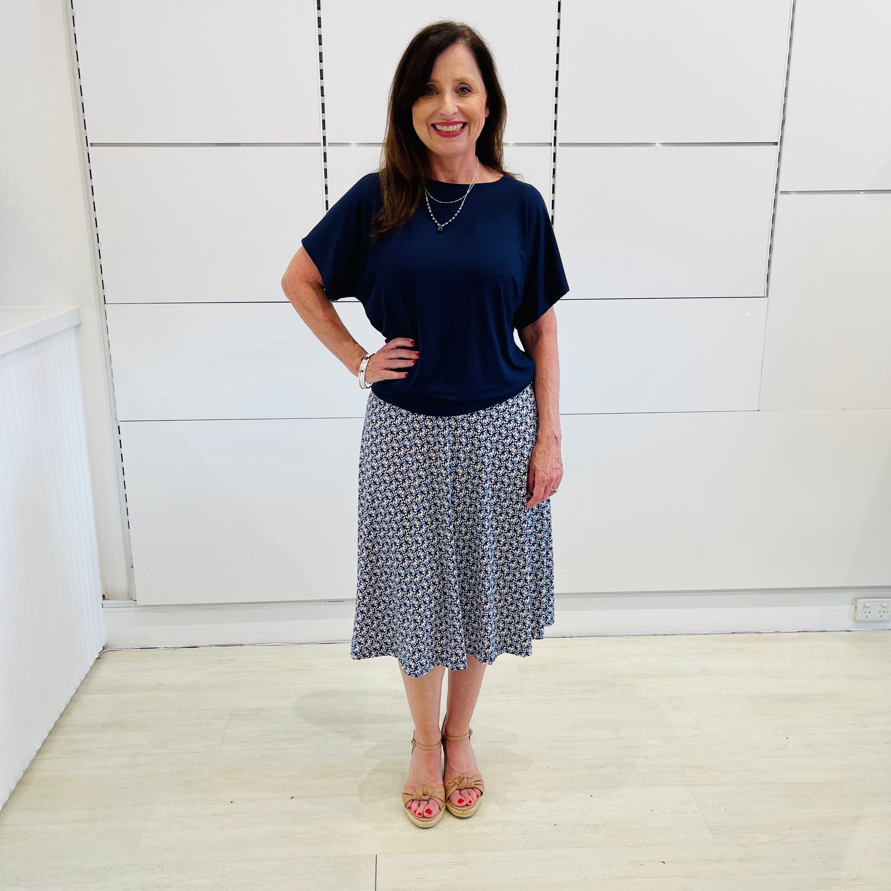 Navy Summer Gracie Top