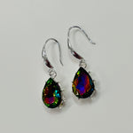 Rainbow drop earrings in silver