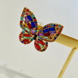 Multi coloured crystal Butterfly earrings