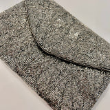 All-event-ready Sparkly Beaded Charcoal and Blue Clutch