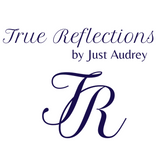 Logo for 'True Reflections by Just Audrey' with stylized text and initials on a white background.