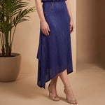 Navy skirt on model 