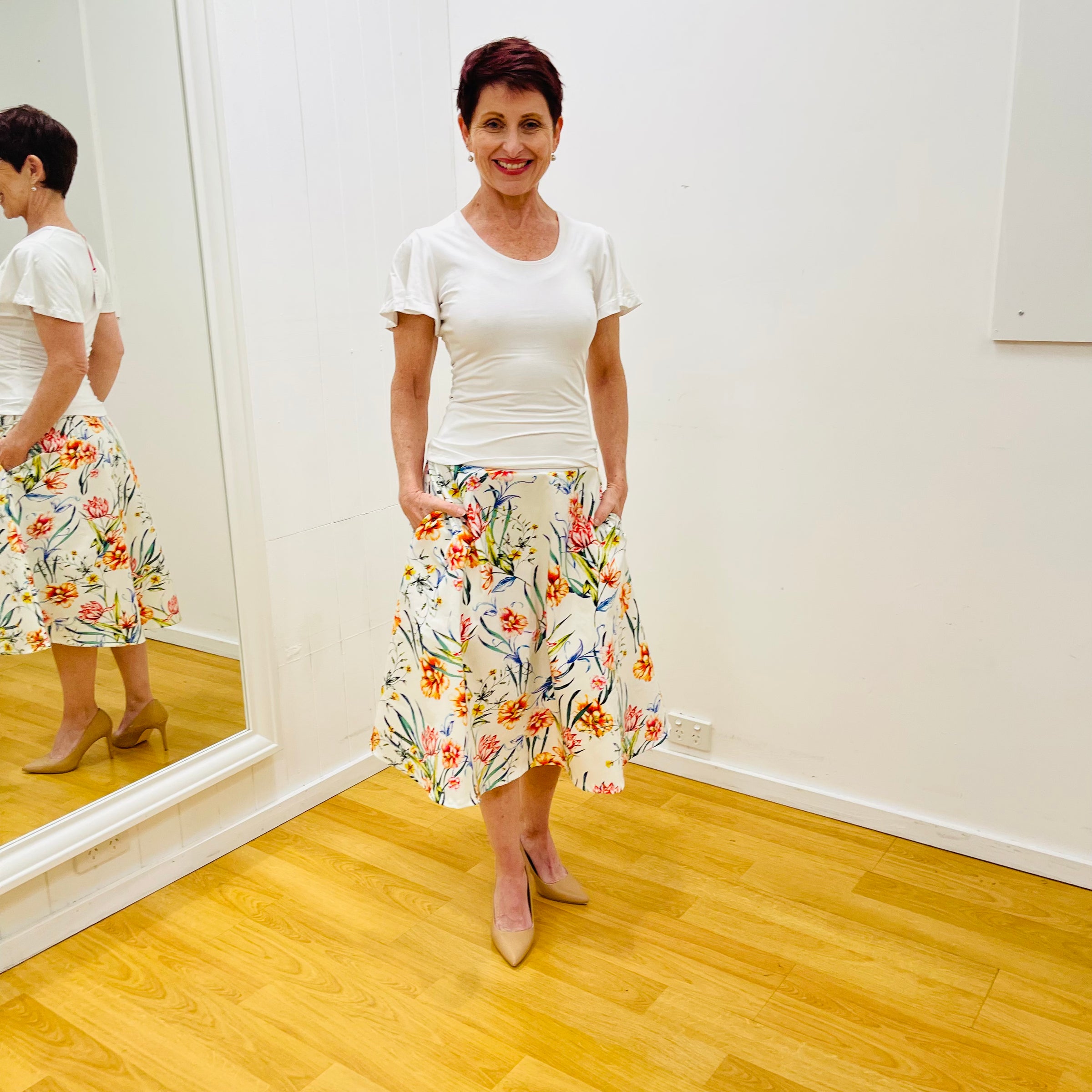 Spring Floral Classic Aline Skirt