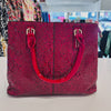 Red Faux Snake-Skin Handbag