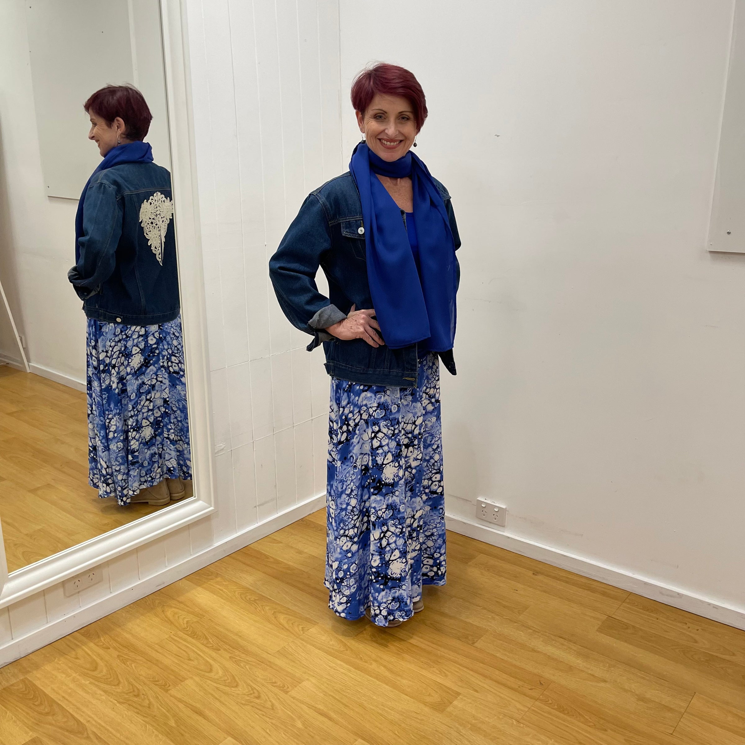 Cobalt Blue Chiffon Skirt