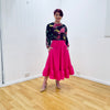 Pink Rose Ruffled Hemline Skirt