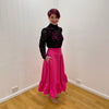 Pink Rose Ruffled Hemline Skirt