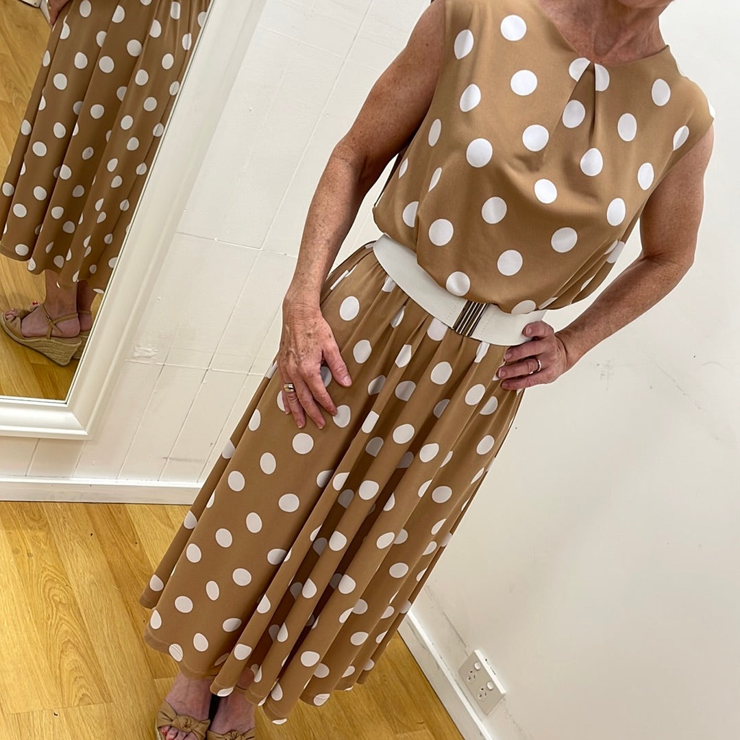 Beige spotty outlet dress