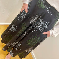 French Navy Floral Flared Skirt