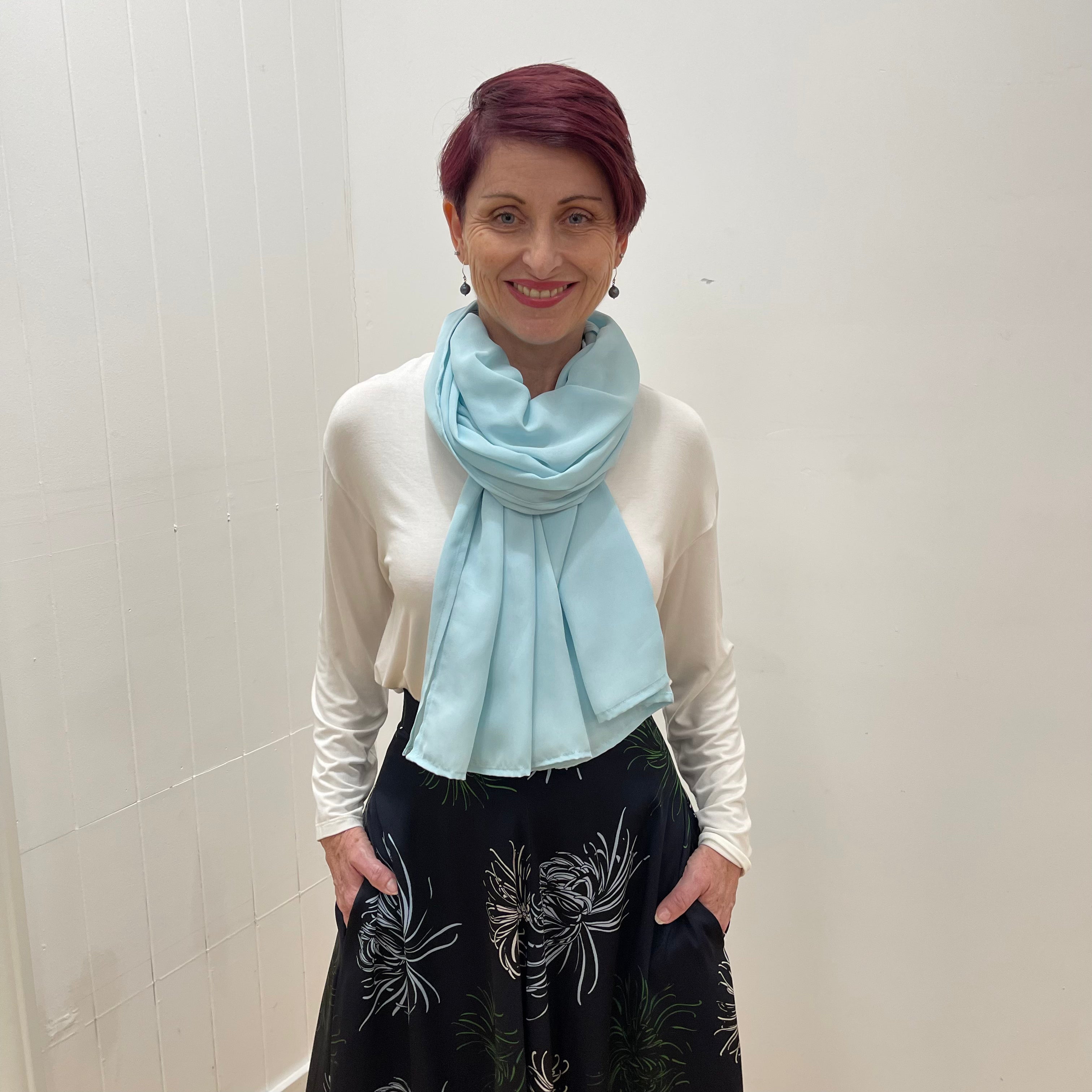 Chiffon Aqua Blue Scarf